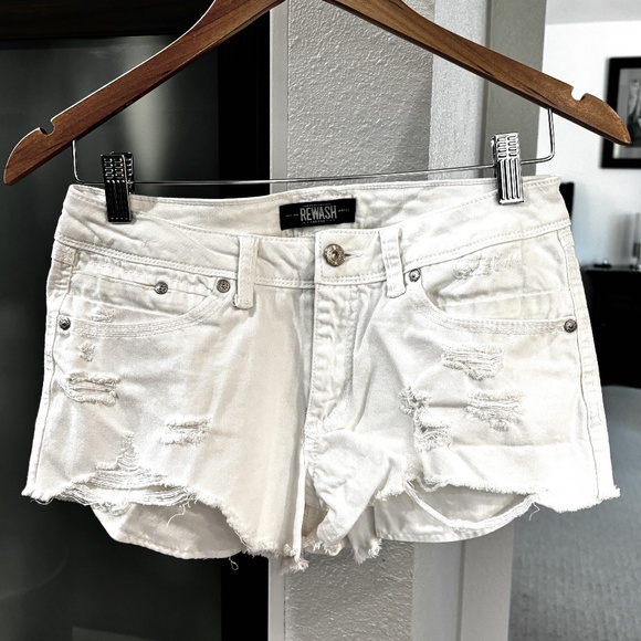 Rewash Distressed Denim Shorts - White Size 5 - Picture 1 of 8